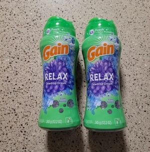 2 Gain RELAX Dewdrop Dream Scent Booster Beads 12.2 oz Each, Laundry Deodorizer